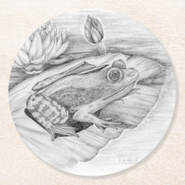 Posavasos Redondo De Papel rana en Lily Pad