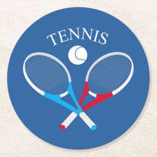 Posavasos Redondo De Papel Raquetas de tenis y pelota de tenis