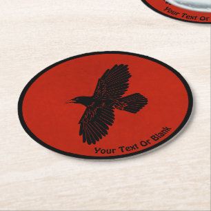 Posavasos Redondo De Papel Raven en rojo