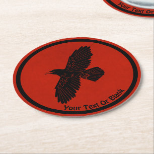 Posavasos Redondo De Papel Raven en rojo