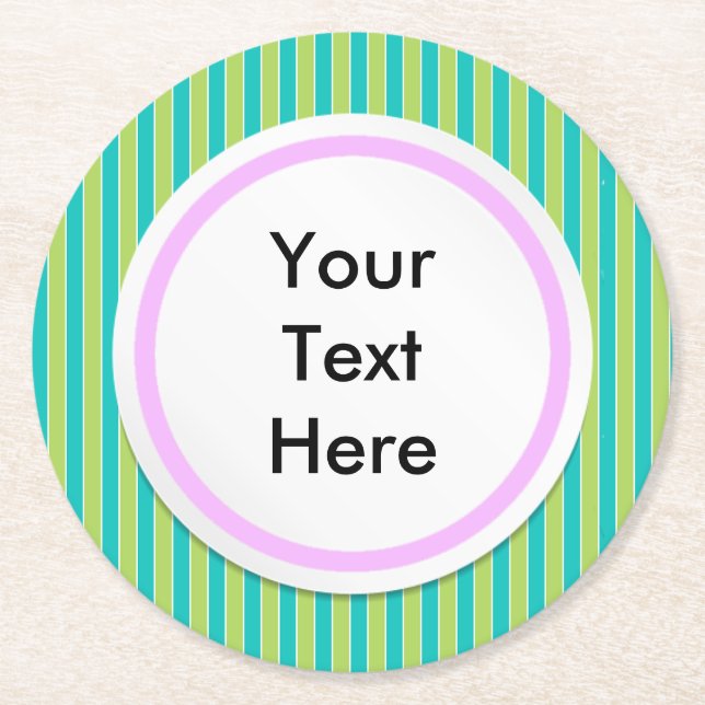 Posavasos Redondo De Papel Rayas verdes (Anverso)