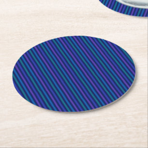 Posavasos Redondo De Papel Rayas Verticales Azul Verde Púrpura
