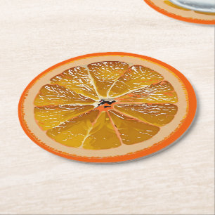 Posavasos Redondo De Papel Rebanada de naranja jugosa - divertido