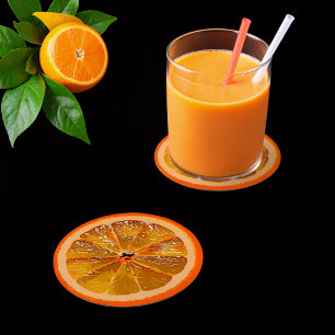 Posavasos Redondo De Papel Rebanada de naranja jugosa - divertido