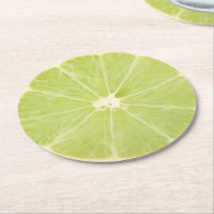 Posavasos Redondo De Papel Rebanada fresca de la fruta de la cal