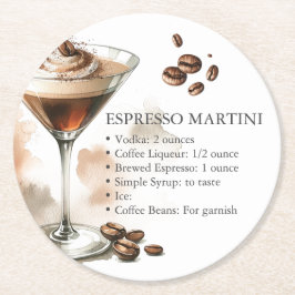 Posavasos Redondo De Papel Receta de Martini de Espresso