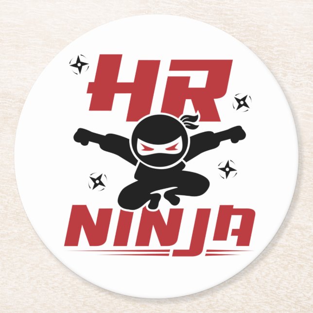 Posavasos Redondo De Papel Recursos Humanos Ninja (Anverso)