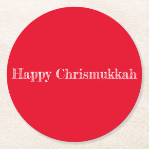 Posavasos Redondo De Papel Red Happy Chrismukkah Coaster