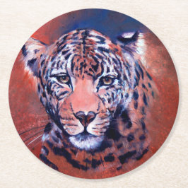 Posavasos Redondo De Papel Red Leopard Coaster