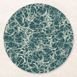 Posavasos Redondo De Papel Red neuronal en azul turquesa - patrón continuo.