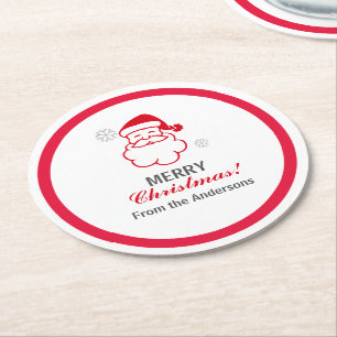 Posavasos Redondo De Papel Red Santa Claus