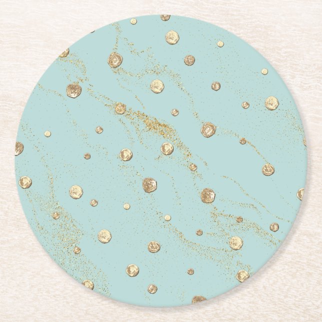 Posavasos Redondo De Papel Redondeo de oro (Anverso)