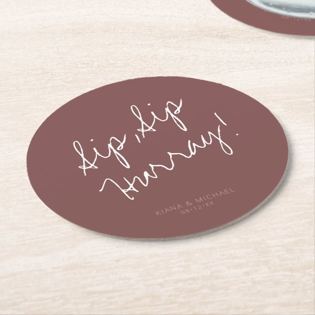 Posavasos Redondo De Papel Reflexiones Boda Hurray Cinnamon Rosa ID774 (En perspectiva)