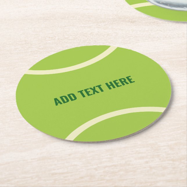 Posavasos Redondo De Papel Regalo de una moderna bola de tenis verde (En perspectiva)
