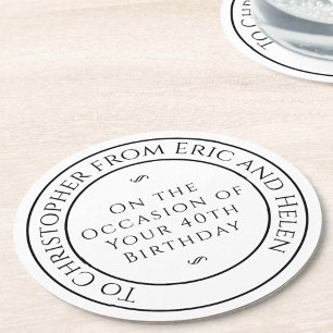 Posavasos Redondo De Papel Regalo para un amigo en su cumpleaños