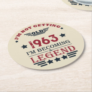 Posavasos Redondo De Papel Regalos de cumpleaños 60 vintage personalizados