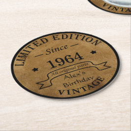 Posavasos Redondo De Papel Regalos de cumpleaños 60 vintage personalizados