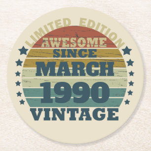 Posavasos Redondo De Papel Regalos de cumpleaños vintage personalizados