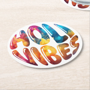 Posavasos Redondo De Papel Regalos del Festival Hindu Holi de Happy Holi Vibe