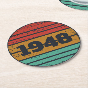 Posavasos Redondo De Papel regalos personalizados de 75 cumpleaños vintage