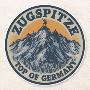 Posavasos Redondo De Papel Regalos retro Zugspitze bávaro al aire libre natur