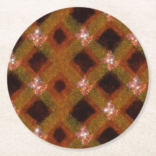 Posavasos Redondo De Papel Rejilla Harlequin Brillo Dorado