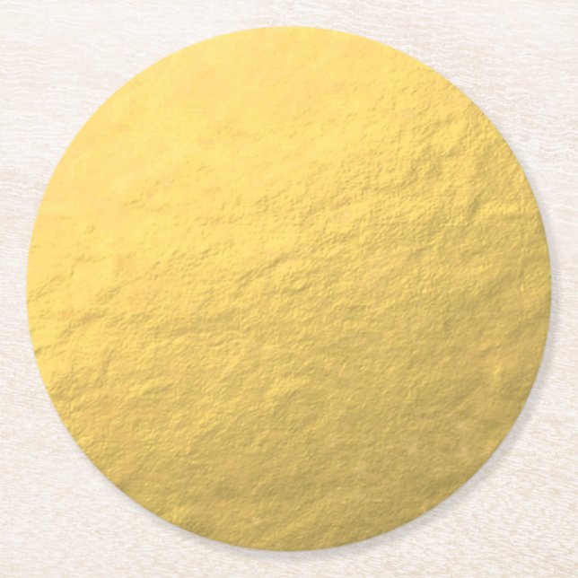 Posavasos Redondo De Papel Relieve metalizado dorado elegante impreso (Anverso)