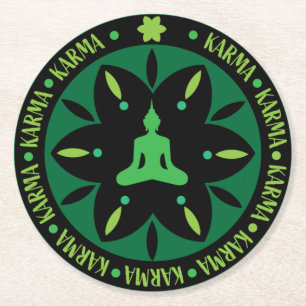 Posavasos Redondo De Papel Religión budista de Karma - Budismo Seis saltos