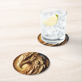 Posavasos Redondo De Papel Reloj de águila majestuosa