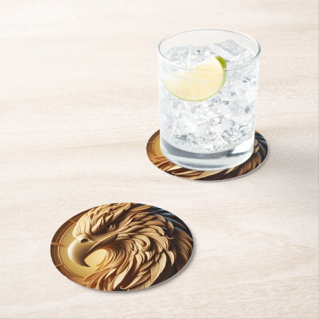 Posavasos Redondo De Papel Reloj de águila majestuoso (In situ)