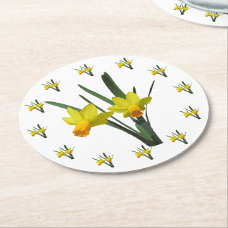 Posavasos Redondo De Papel Reparación de papel - Flores de Daffodil