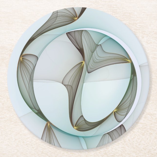 Posavasos Redondo De Papel Resumen Elegancia dorada turquesa moderna (Anverso)