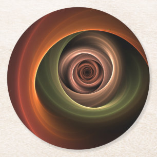 Posavasos Redondo De Papel Resumen espiral 3D Colores cálidos Arte fractal mo