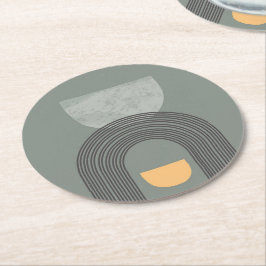 Posavasos Redondo De Papel Resumen Patrón de formas bohemias