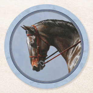 Posavasos Redondo De Papel Retrato de Caballo de Brown Bay Oldenburg
