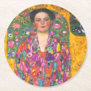 Posavasos Redondo De Papel Retrato de Klimt de Eugenia Primavesi