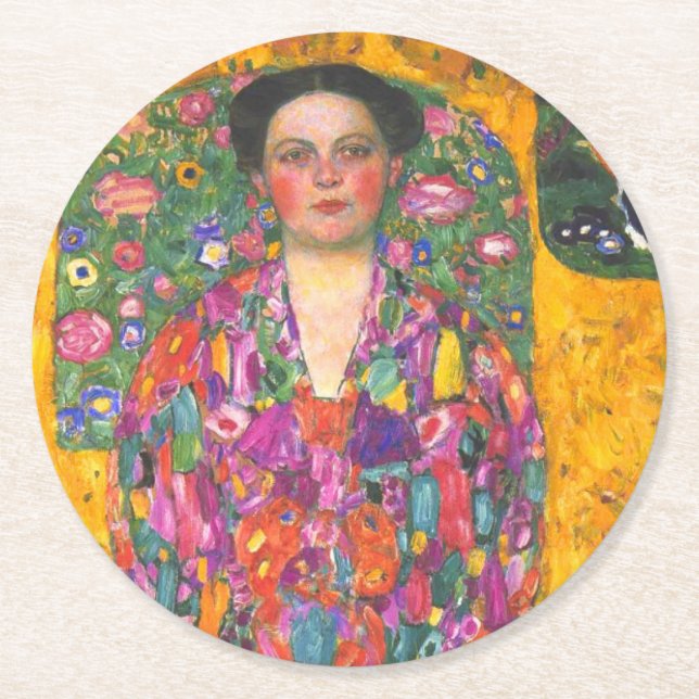 Posavasos Redondo De Papel Retrato de Klimt de Eugenia Primavesi (Anverso)