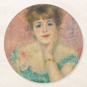 Posavasos Redondo De Papel Retrato de la actriz Jeanne Samary, Auguste Renoir