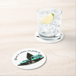 Posavasos Redondo De Papel Retro Camping Car Trailler Paper Coaster