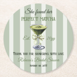 Posavasos Redondo De Papel Retro Ella Encontró su Desayuno Perfecto de Matcha