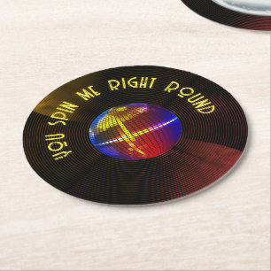 Posavasos Redondo De Papel Retro Grooves: Me gira a la derecha