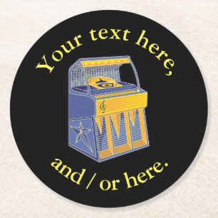 Posavasos Redondo De Papel Retro Jukebox