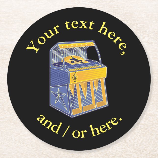 Posavasos Redondo De Papel Retro Jukebox (Anverso)