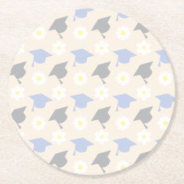Posavasos Redondo De Papel Retro Peach Graduation