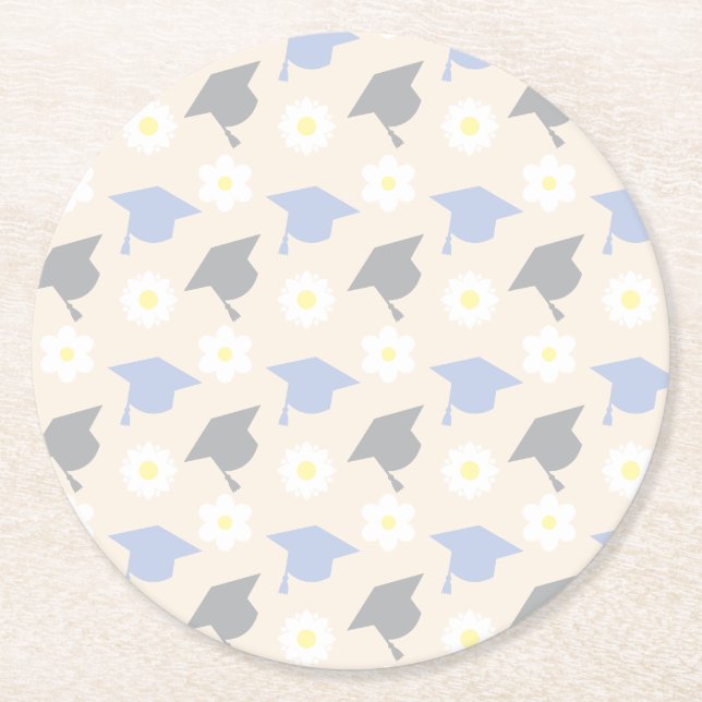 Posavasos Redondo De Papel Retro Peach Graduation (Anverso)