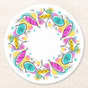 Posavasos Redondo De Papel Retro Tree Baubles Circle de montaña redonda