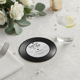 Posavasos Redondo De Papel Retro Vinyl Record Song Request
