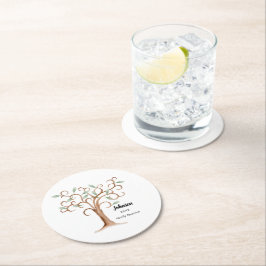 Posavasos Redondo De Papel Reunión de árbol familiar