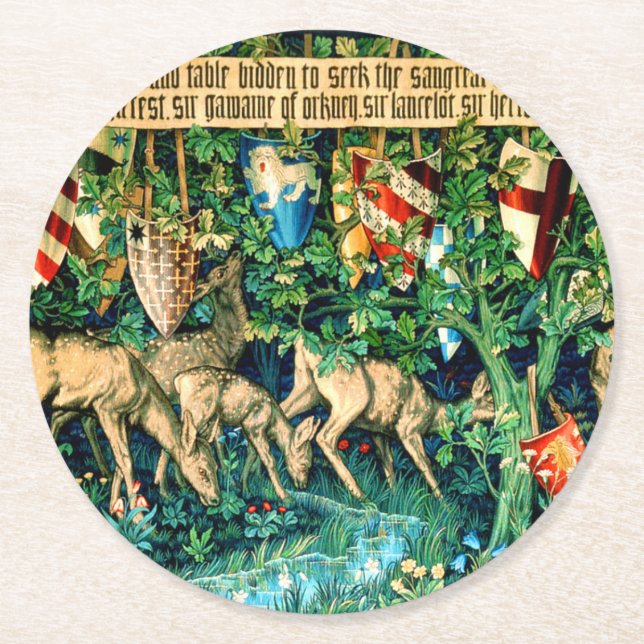 Posavasos Redondo De Papel Rey Medieval Arthur William Morris (Anverso)