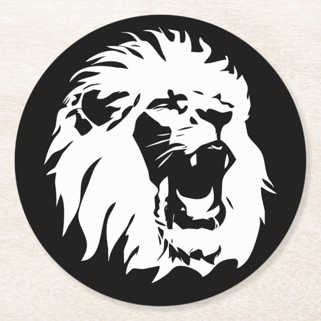 Posavasos Redondo De Papel Roaring Lion Face (Anverso)